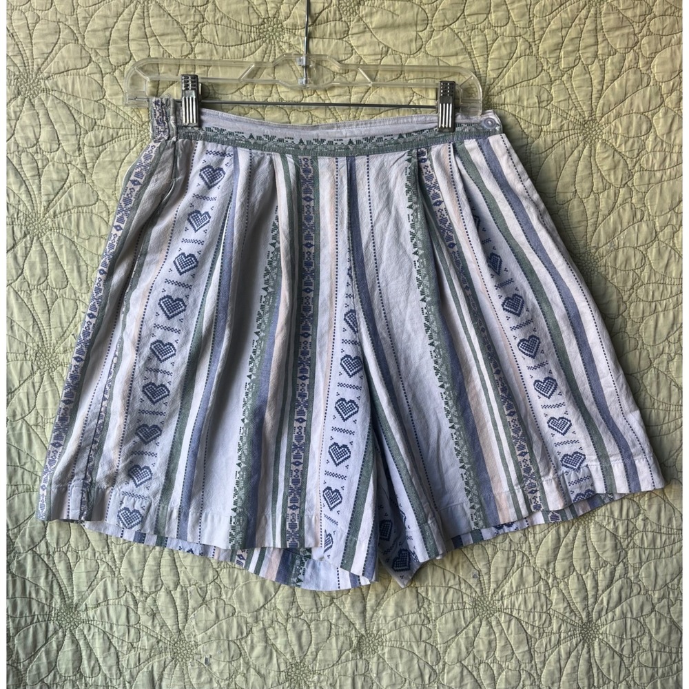 Cottagecore 100% Cotton Heart Stripe Shorts